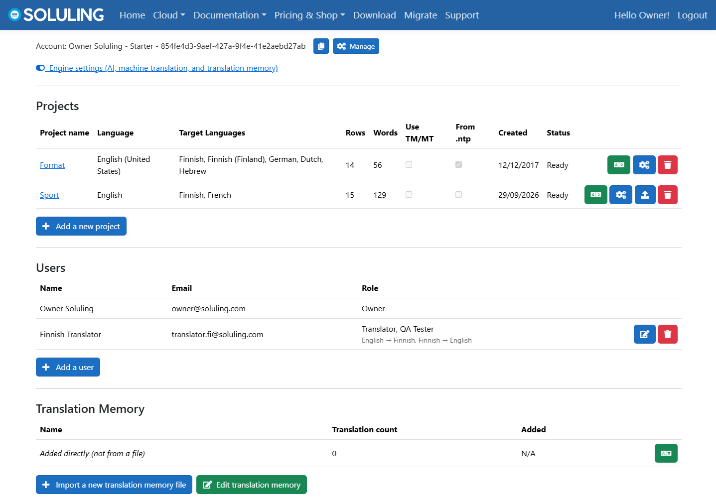 Soluling's Dashboard
