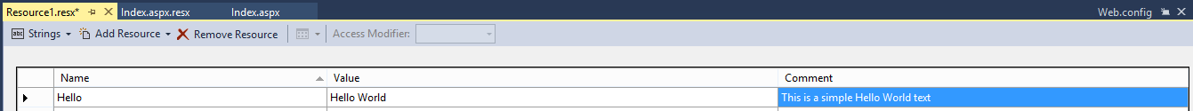 Comment in ResX editor
