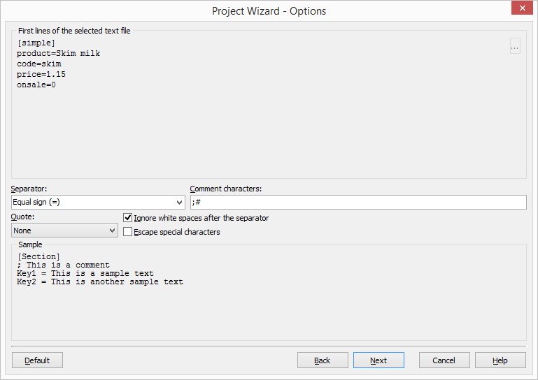 Properties of INI file