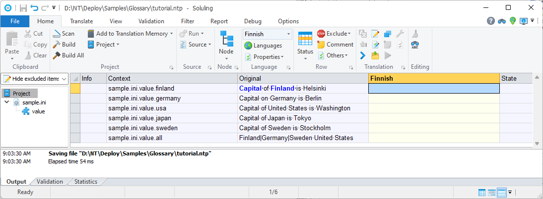 Default terminology settings