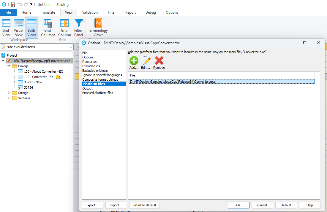 Delphi options sheet of Project Wizard