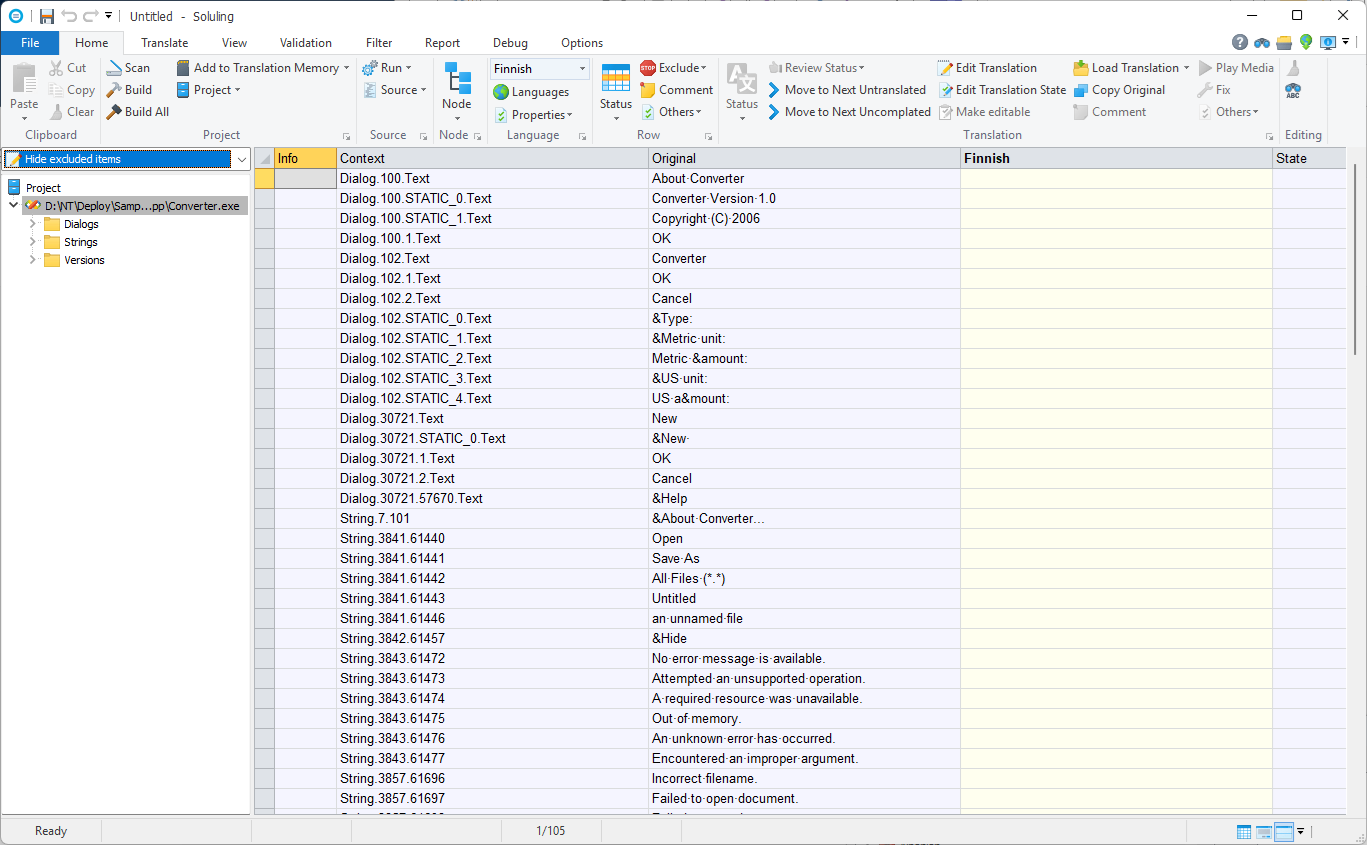 Delphi options sheet of Project Wizard