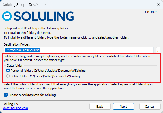 Personal vs Public installation