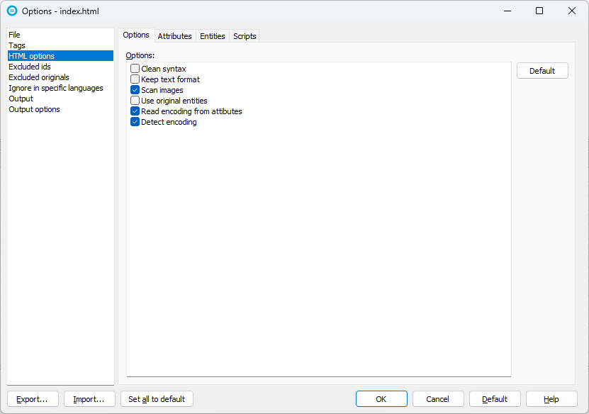 Select items you want to localize